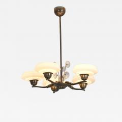 Lisa Johansson Pape Lisa Johansson Pape Brass Glass Flowers Ceiling Lamp Orno 1940s - 4544599