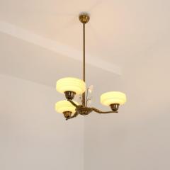 Lisa Johansson Pape Lisa Johansson Pape Brass Glass and Flowers Ceiling Lamp Orno 1940s - 4581509