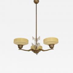 Lisa Johansson Pape Lisa Johansson Pape Brass Glass and Flowers Ceiling Lamp Orno 1940s - 4583647