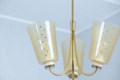 Lisa Johansson Pape Lisa Johansson Pape Ceiling Lamp 211 3 in Brass Hand Painted Glass Orno 1950s - 4450850