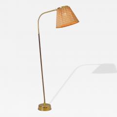 Lisa Johansson Pape Lisa Johansson Pape Floor Lamp Model 2063 in Brass Rattan Orno 1950s - 4544594