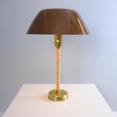 Lisa Johansson Pape Lisa Johansson Pape Ihanne Table Lamp in Green Brass Leather Orno 1950s - 4398740