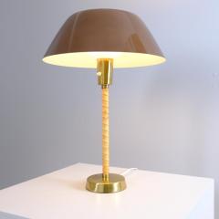 Lisa Johansson Pape Lisa Johansson Pape Ihanne Table Lamp in Green Brass Leather Orno 1950s - 4398741