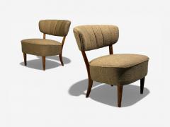 Lisa Johansson Pape Lisa Johansson Pape Lounge Chairs Brown Boucle Wood Finland 1940s - 4498259