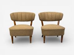 Lisa Johansson Pape Lisa Johansson Pape Lounge Chairs Brown Boucle Wood Finland 1940s - 4498262