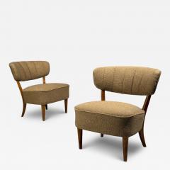 Lisa Johansson Pape Lisa Johansson Pape Lounge Chairs Brown Boucle Wood Finland 1940s - 4498937