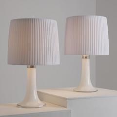 Lisa Johansson Pape Lisa Johansson Pape Pair of Table Lamps Opal Glass Pleated Shades Orno 1960s - 4616286