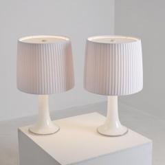 Lisa Johansson Pape Lisa Johansson Pape Pair of Table Lamps Opal Glass Pleated Shades Orno 1960s - 4616287