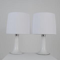 Lisa Johansson Pape Lisa Johansson Pape Pair of Table Lamps Opal Glass Pleated Shades Orno 1960s - 4616289