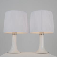 Lisa Johansson Pape Lisa Johansson Pape Pair of Table Lamps Opal Glass Pleated Shades Orno 1960s - 4616290