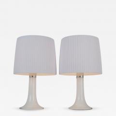 Lisa Johansson Pape Lisa Johansson Pape Pair of Table Lamps Opal Glass Pleated Shades Orno 1960s - 4616470