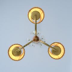 Lisa Johansson Pape Lisa Johansson Pape Pendant in Brass Birch Rattan Glass Flowers Orno 1950s - 4308032