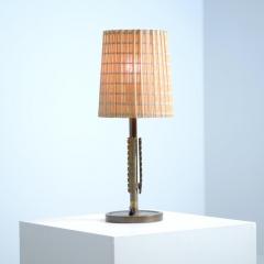 Lisa Johansson Pape Lisa Johansson Pape Table Lamp Model 2053 in Brass and Rattan Orno 1940s - 4508734
