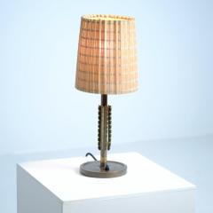 Lisa Johansson Pape Lisa Johansson Pape Table Lamp Model 2053 in Brass and Rattan Orno 1940s - 4508736
