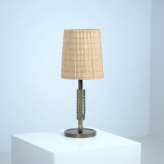 Lisa Johansson Pape Lisa Johansson Pape Table Lamp Model 2053 in Brass and Rattan Orno 1940s - 4508737