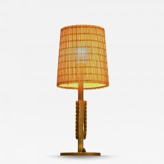 Lisa Johansson Pape Lisa Johansson Pape Table Lamp Model 2053 in Brass and Rattan Orno 1940s - 4512869