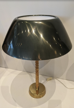 Lisa Johansson Pape Lisa Johansson Pape for Orno Pair of Vintage Table Lamps in Brass and Leather - 2674368
