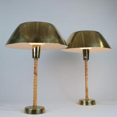Lisa Johansson Pape Pair Of Lisa Johansson Pape Ihanne Table Lamps in Brass Leather Orno 1950s - 4450855
