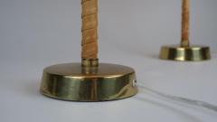 Lisa Johansson Pape Pair Of Lisa Johansson Pape Ihanne Table Lamps in Brass Leather Orno 1950s - 4450862