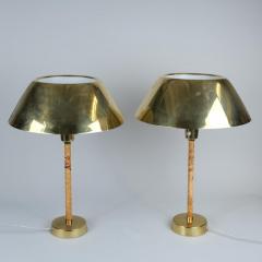 Lisa Johansson Pape Pair Of Lisa Johansson Pape Ihanne Table Lamps in Brass Leather Orno 1950s - 4450863