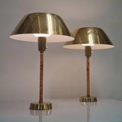 Lisa Johansson Pape Pair Of Lisa Johansson Pape Ihanne Table Lamps in Brass Leather Orno 1950s - 4450864