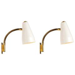 Lisa Johansson Pape Pair of 1950s Lisa Johansson Pape Model 50 056 2 Wall Lights for Stockmann Orno - 1597479