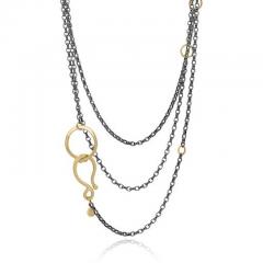 Lisa Ziff Lisa Ziff Gold Black Rhodium Silver Long Single Bud Chain Necklace - 4757444