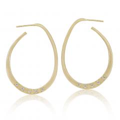 Lisa Ziff Lisa Ziff Tear Drop Diamond Uccello Gold Hoop Earrings - 4757447