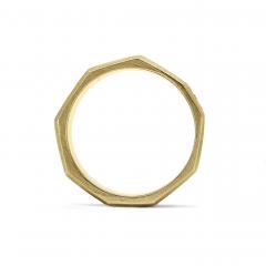 Lisa Ziff White Diamond Heavy Gold Handmade Facet Bolt Band Ring Lisa Ziff - 4701229