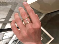 Lisa Ziff White Diamond Textured Gold Handmade Wide Open Tripod Band Ring Lisa Ziff - 4701232