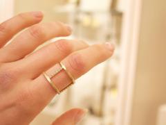 Lisa Ziff White Diamond Textured Gold Handmade Wide Open Tripod Band Ring Lisa Ziff - 4701235