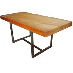 Live Edge Monkey Pod 3 5 Solid Slab Desk with Chrome Base - 2757504