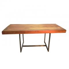 Live Edge Monkey Pod 3 5 Solid Slab Desk with Chrome Base - 2757505
