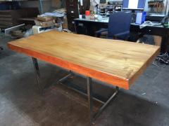 Live Edge Monkey Pod 3 5 Solid Slab Desk with Chrome Base - 2757508