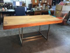 Live Edge Monkey Pod 3 5 Solid Slab Desk with Chrome Base - 2757510