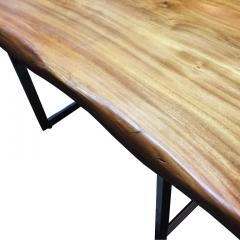 Live Edge Monkey Pod 3 5 Solid Slab Desk with Chrome Base - 2757511