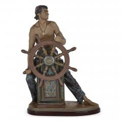 Lladro Glazed ceramic sculpture of a helmsman by Spanish maker Lladr  - 2269511