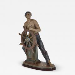 Lladro Glazed ceramic sculpture of a helmsman by Spanish maker Lladr  - 2272110