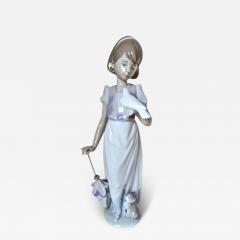 Lladro Summer Stroll Porcelain Figurine by Lladro Spain Young Girl with Umbrella  - 3010375