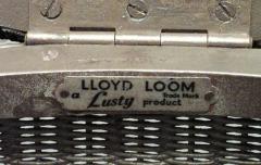 Lloyd Loom English Mid Century gold painted wicker oval shaped bench hamper - 4670833