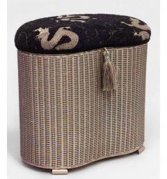 Lloyd Loom English Mid Century gold painted wicker oval shaped bench hamper - 4735051