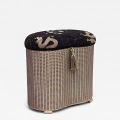 Lloyd Loom English Mid Century gold painted wicker oval shaped bench hamper - 4735105