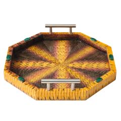 Lobel Originals Lobel Originals Octagonal Tray in Multicolor Python with Malachite Accents New - 3287757