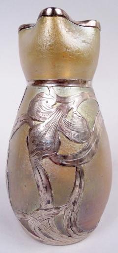 Loetz Art Nouveau Iridescent Vase with Alvin Silver Overlay - 4020623