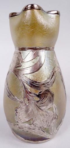 Loetz Art Nouveau Iridescent Vase with Alvin Silver Overlay - 4020624