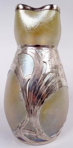 Loetz Art Nouveau Iridescent Vase with Alvin Silver Overlay - 4020626