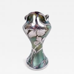 Loetz Art Nouveau Iridescent Vase with Engraved Silver Overlay - 4034193