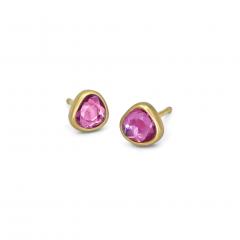 Lola Brooks Lola Brooks Natural Deep Pink Sapphire Gold Stud Earrings - 4757452