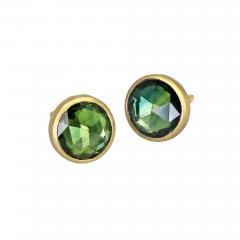 Lola Brooks Lola Brooks Round Green Sapphire Gold Stud Earrings - 4826015