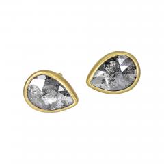 Lola Brooks Lola Brooks Tear Drop Salt and Pepper Diamond Gold Stud Earrings - 4812103